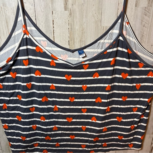 Sunday Sleep Tank From Old Navy Blue Stripe With Orange Hearts 4X - Picture 3 of 16
